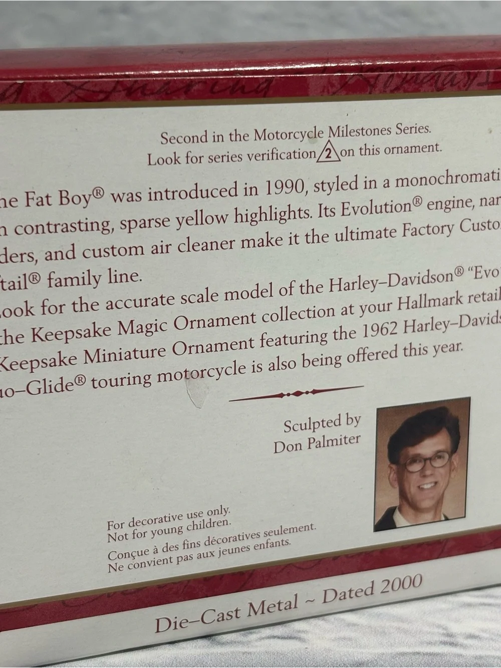 Vintage 2000 Hallmark Harley Davidson “Fat Boy” motorcycle ornament